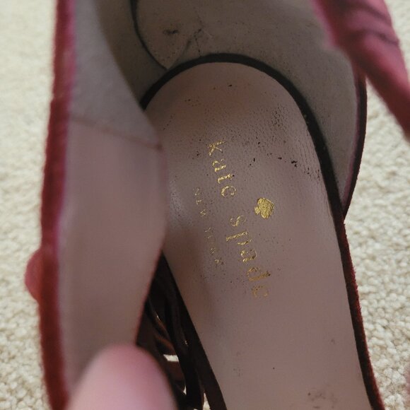 Like New Kate Spade Inga Red Suede Fringe Stiletto Sandals - Picture 6 of 8